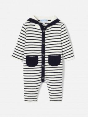 ⚓💙 Jacadi Baby Hooded Romper – Sailor Stripe – 6M 💙⚓